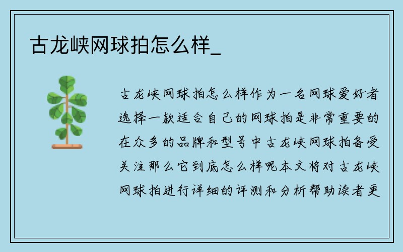 古龙峡网球拍怎么样_