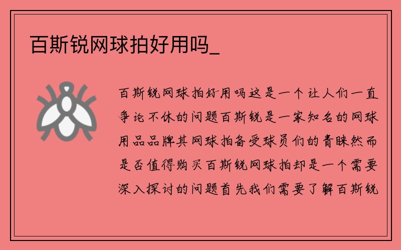 百斯锐网球拍好用吗_