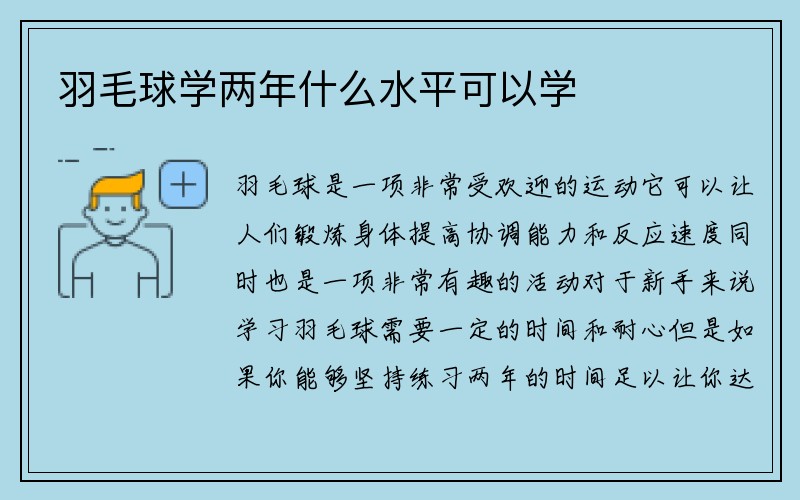 羽毛球学两年什么水平可以学