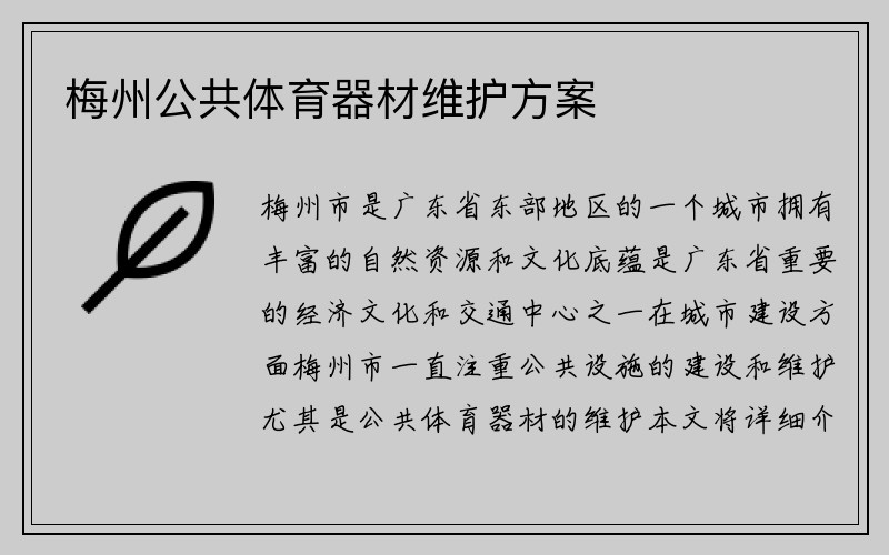 梅州公共体育器材维护方案